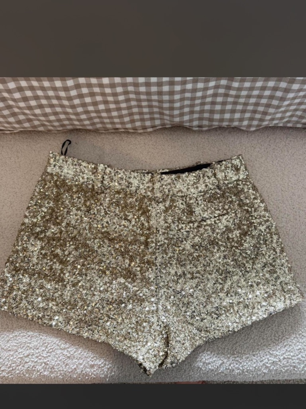 Zara Gold Sequin Mini Shorts - Picture 2 of 4